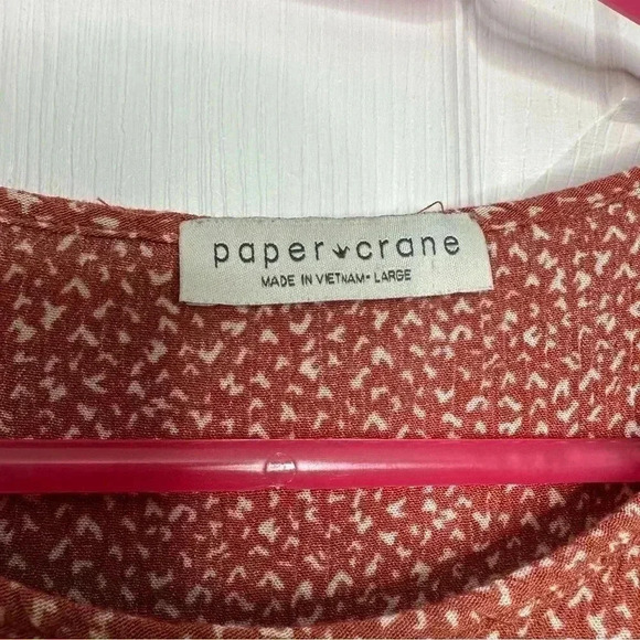 Paper Crane Peplum Shirt Brownish Red &  White Size Large - Picture 8 of 16